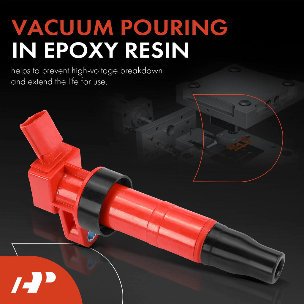 Set of 4 Red Ignition Coils for Hyundai Sonata Santa Fe Kia Optima Sorento