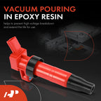 Set of 4 Red Ignition Coils for Hyundai Sonata Santa Fe Kia Optima Sorento