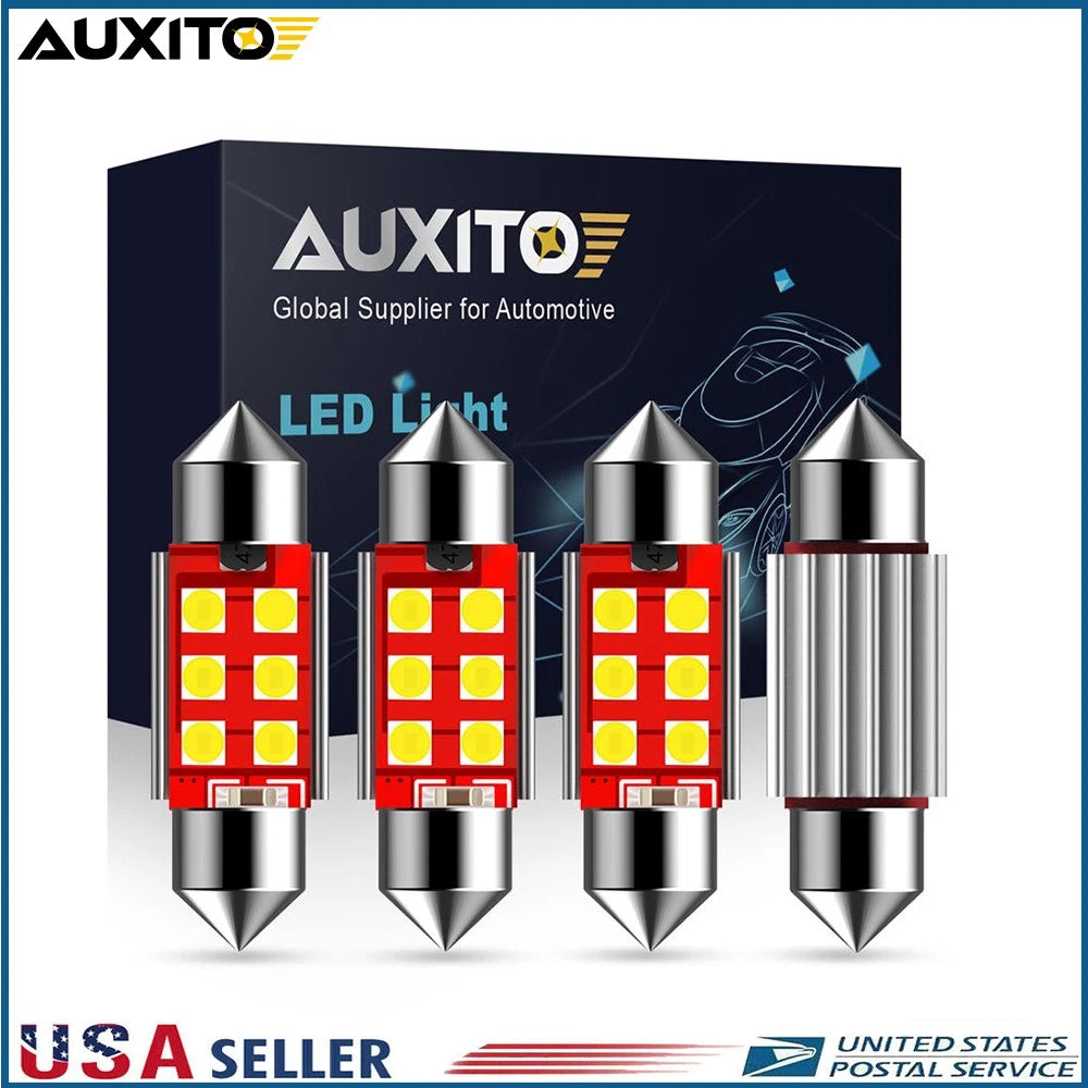 Set of 4 White 36mm LED Dome License Interior Light Bulbs for Various Models (YYYY–YYYY)