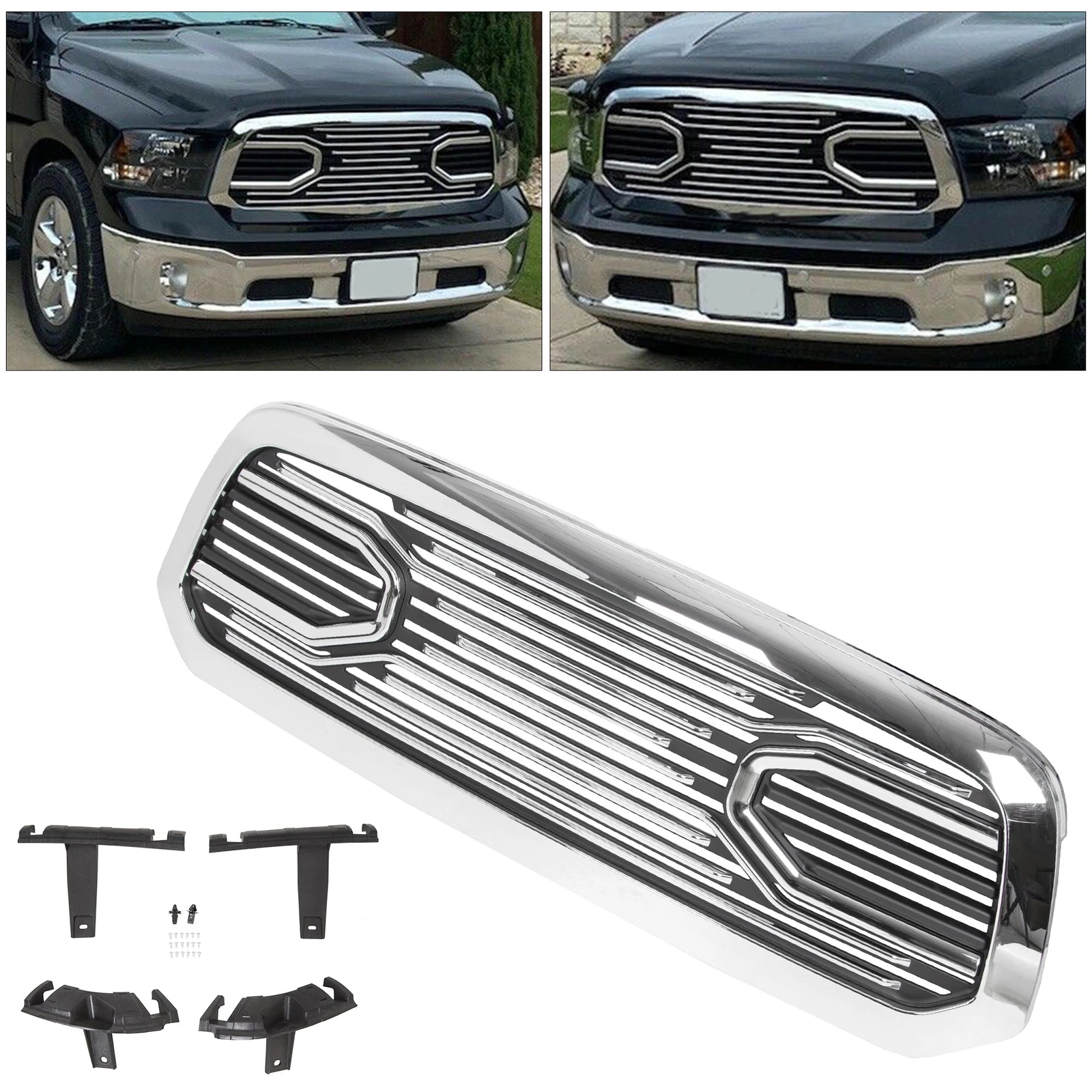 Chrome Front Bumper Grille for Dodge Ram 1500 (2013–2018) Big Horn Style