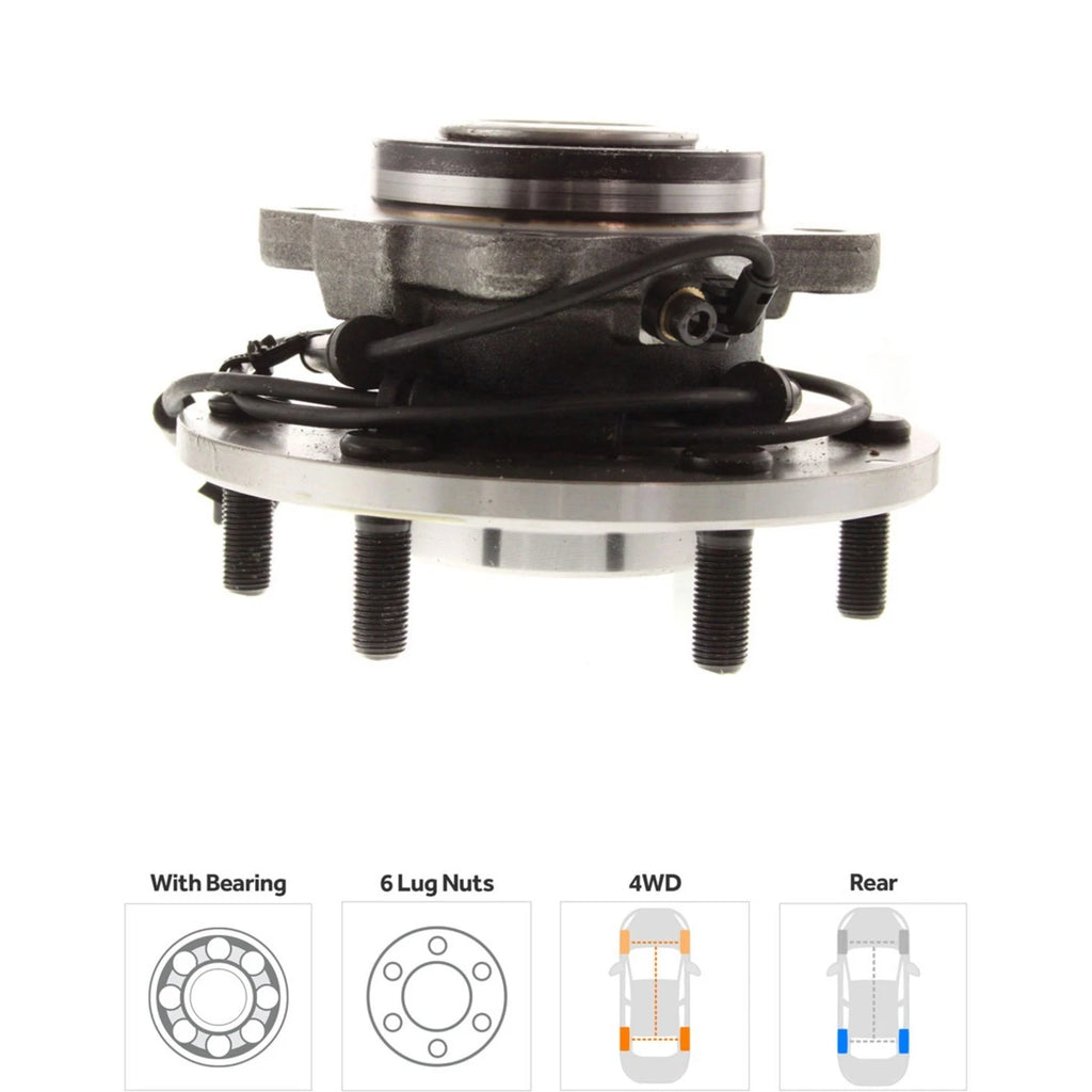 Set of 2 Wheel Hubs for Nissan Armada (2005–2015) Rear 6 Lug with Bearing & Sensor