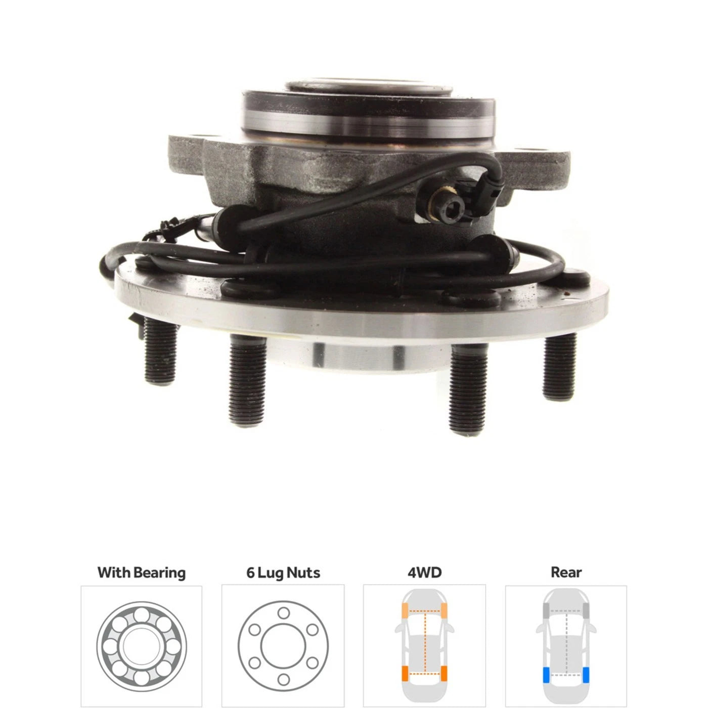 Set of 2 Wheel Hubs for Nissan Armada (2005–2015) Rear 6 Lug with Bearing & Sensor