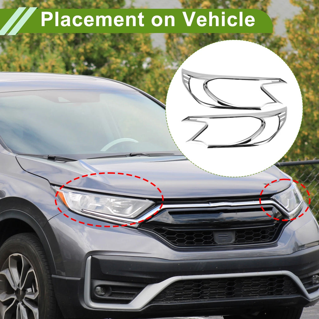Pair Headlight Trim Bezel for Honda CR-V (2012–2014) Silver Tone