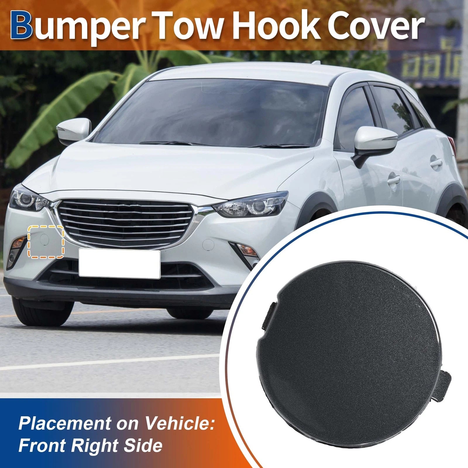 Tow Hook Cover for Mazda (2016–2023) No.D10J50A11A Polymetal Gray Metallic