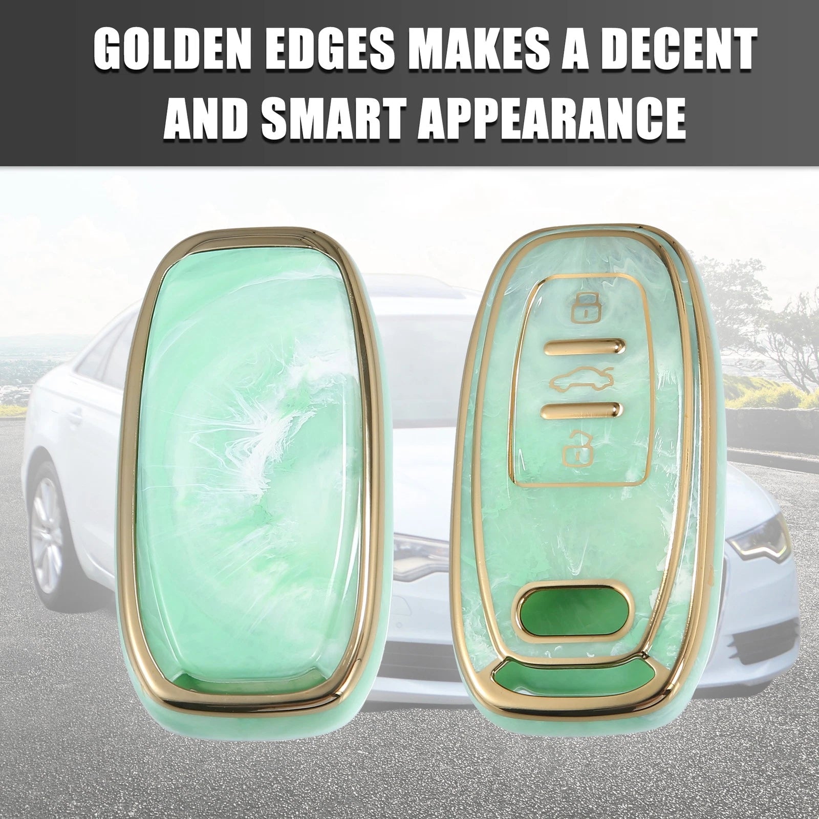 Key Fob Remote Control Cover 3 Button TPU Shell Green for Audi A6 (2012–2018)