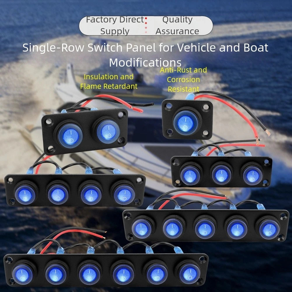 Waterproof LED Switch Panel 12V 6 Gang for Marine Vehicle and RV (IP67)