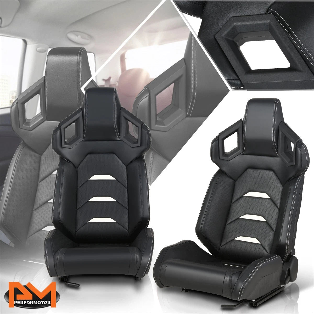 2Pcs Reclinable Racing Seats for Universal Fit (Carbon Fiber Pattern)