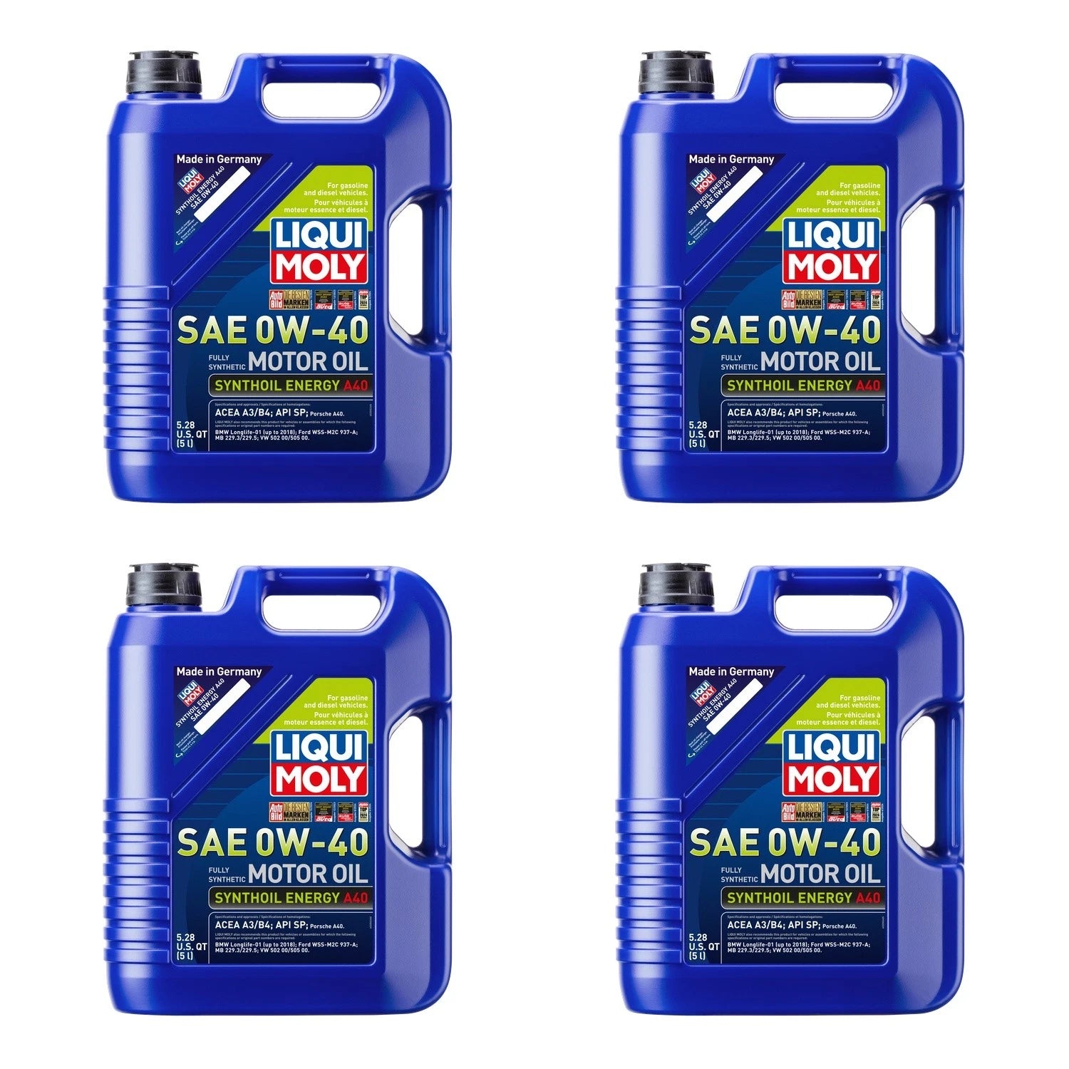 Set of 4 Liqui Moly Synthoil Energy A40 0W-40 Engine Motor Oil (20L)