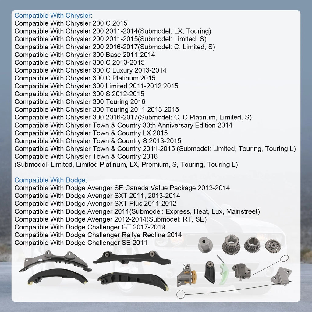 Timing Chain Kit for Chrysler Dodge Jeep Volkswagen Routan (2011-2015)