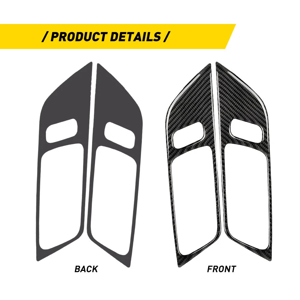 Real Carbon Fiber Interior Door Handle Trim Cover for Ford Mustang (2015–2024)