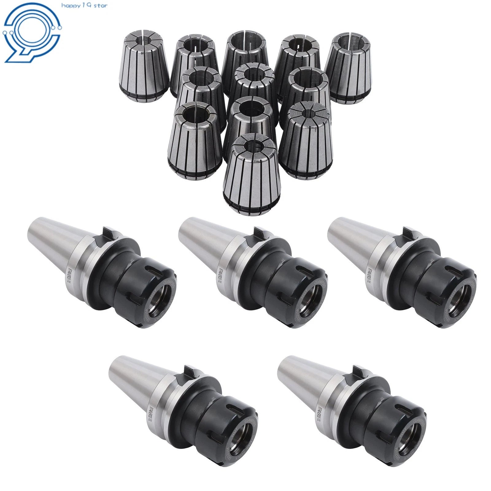 Set of 5 BT40 ER32 Precision Chucks with 12 Collets for High Speed (20000RPM)
