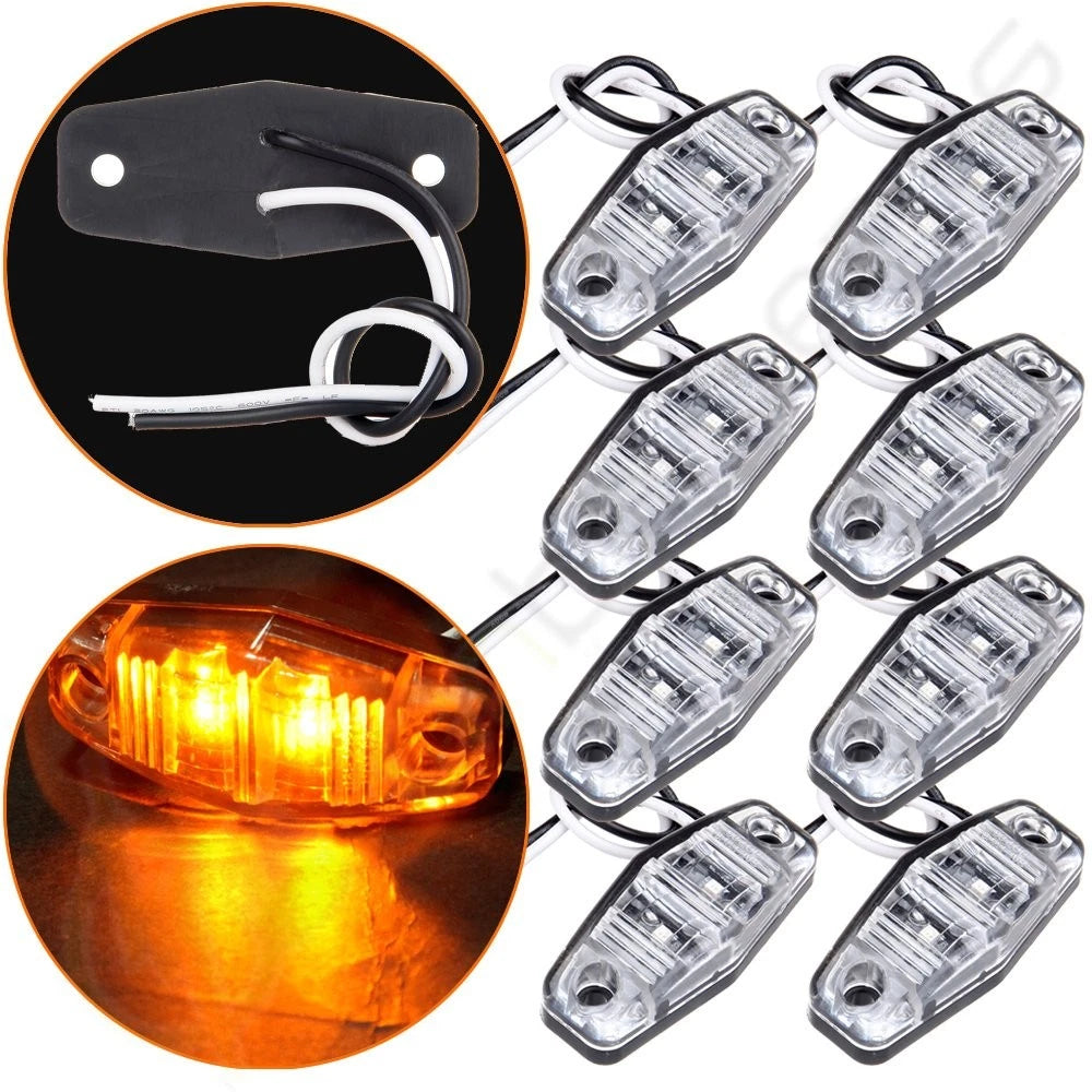 8pcs Yellow Mini Sealed Trailer Clearance Light for RV Trailer (No Year)