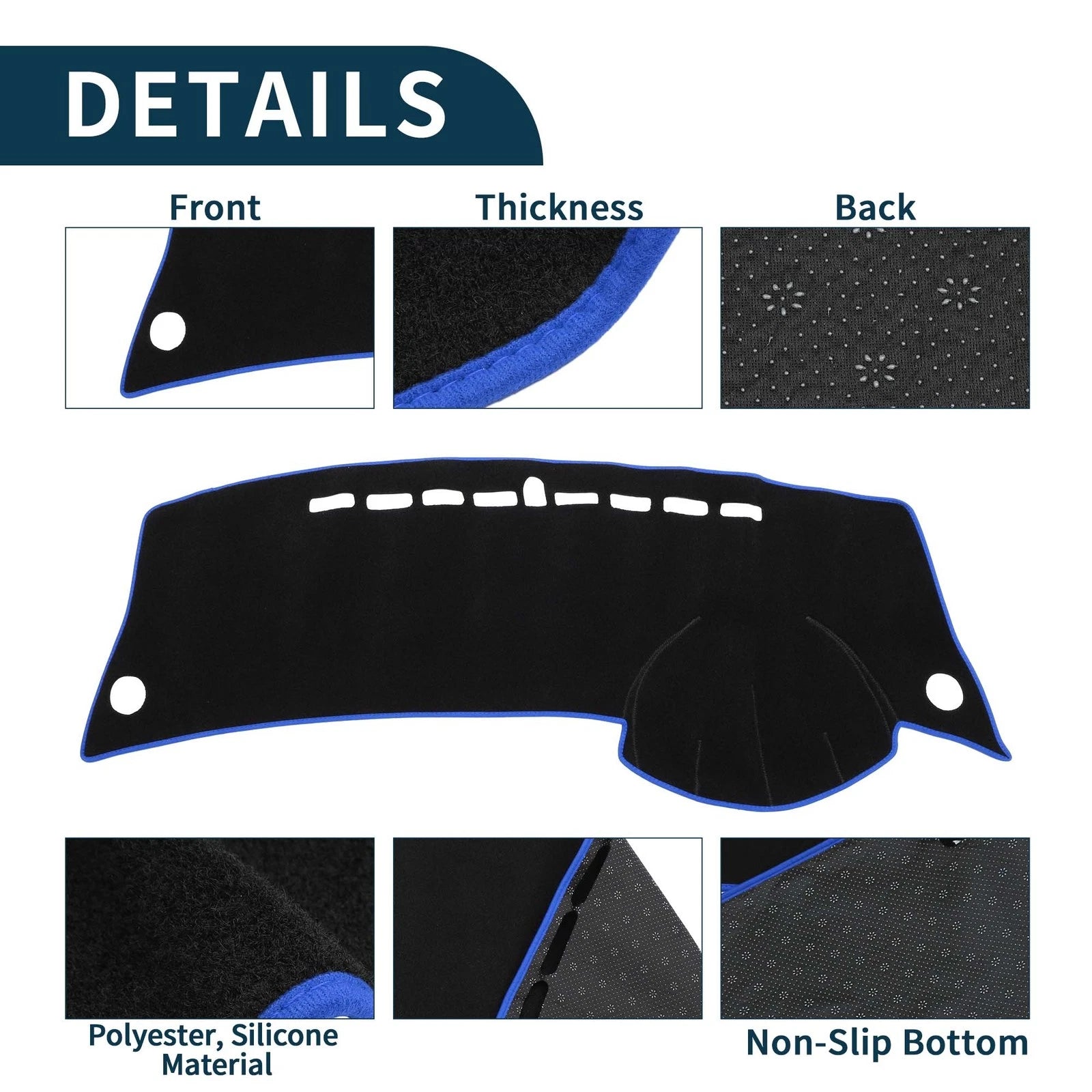 Dashboard Cover Mat for Honda City Grace (2008–2013) Black Blue