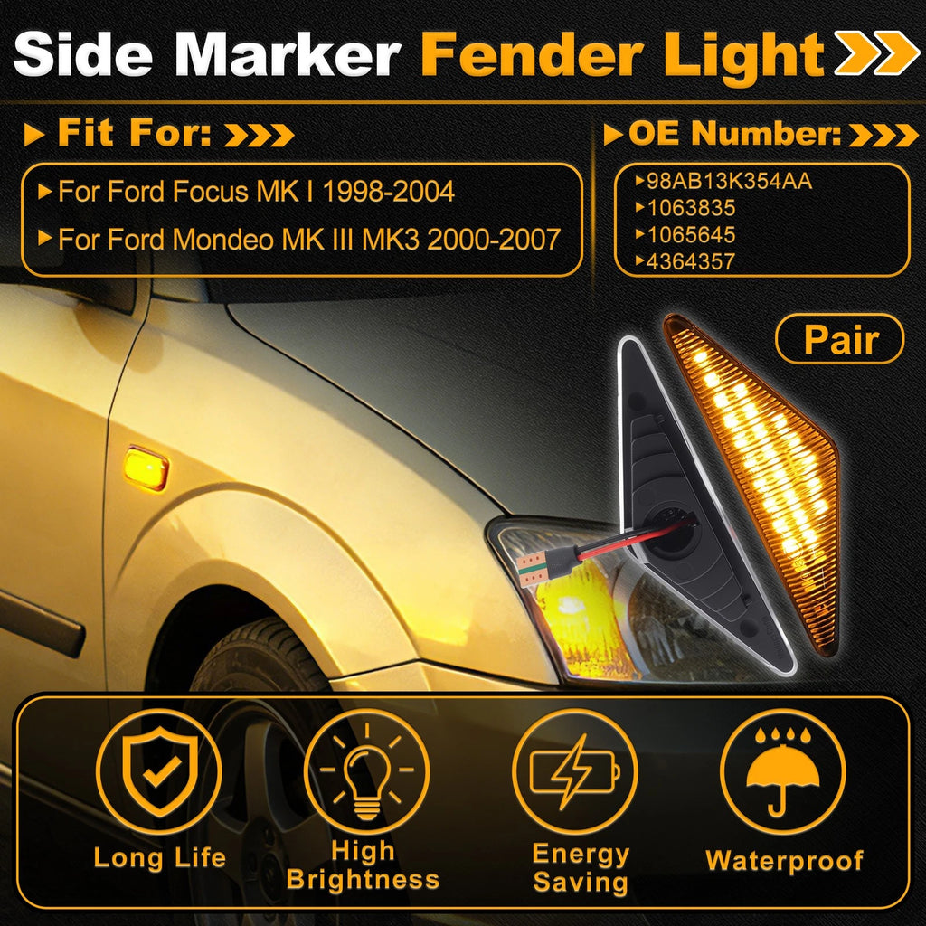 Set of 2 Side Marker Fender Lights for Ford Focus MK I (1998–2004) 98AB13K354AA