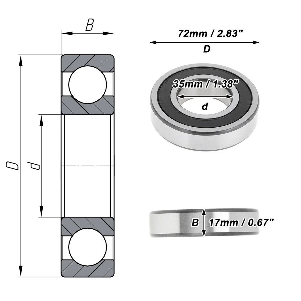 6207DDU Deep Groove Ball Bearing for Scooter/Skateboard (P4 35x72x17mm)