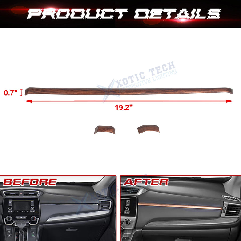 Peach Wood Grain Dashboard Panel Upper Stripe Cover for Honda CR-V (2017-2022)