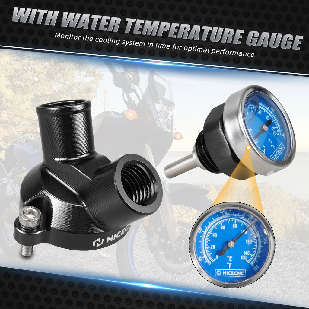 Thermostat Cover Housing w/ Temperature Gauge for Yamaha Tenere 700 (2019–2024)