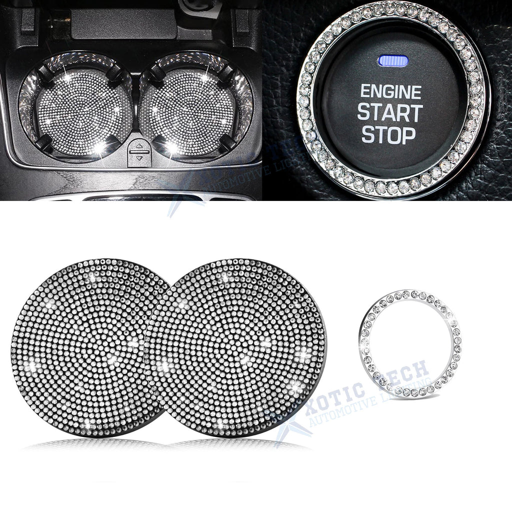 Bling Car Cup Holder Coasters Engine Start Button Ring Cover Decoration for Universal (2000–2025)