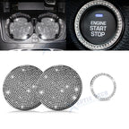 Bling Car Cup Holder Coasters Engine Start Button Ring Cover Decoration for Universal (2000–2025)