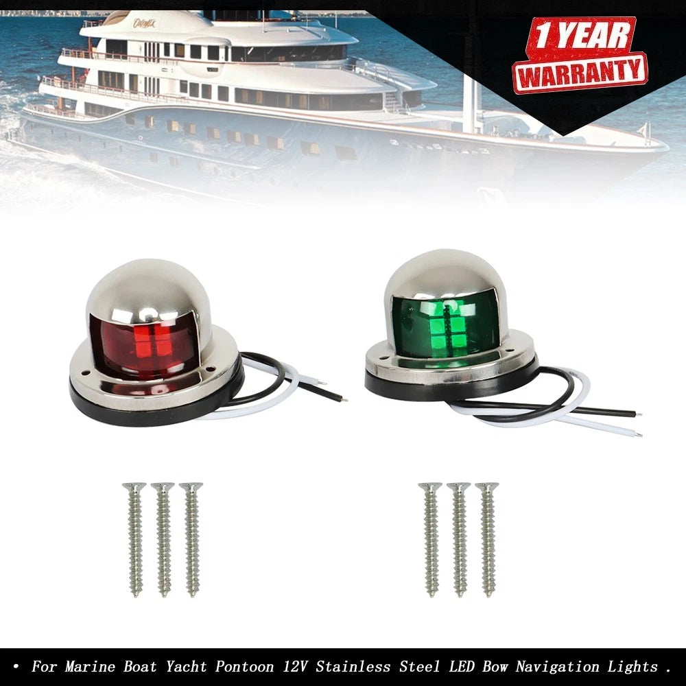 LED Bow Navigation Lights for Marine Boat Yacht Pontoon (12V) - Pair
