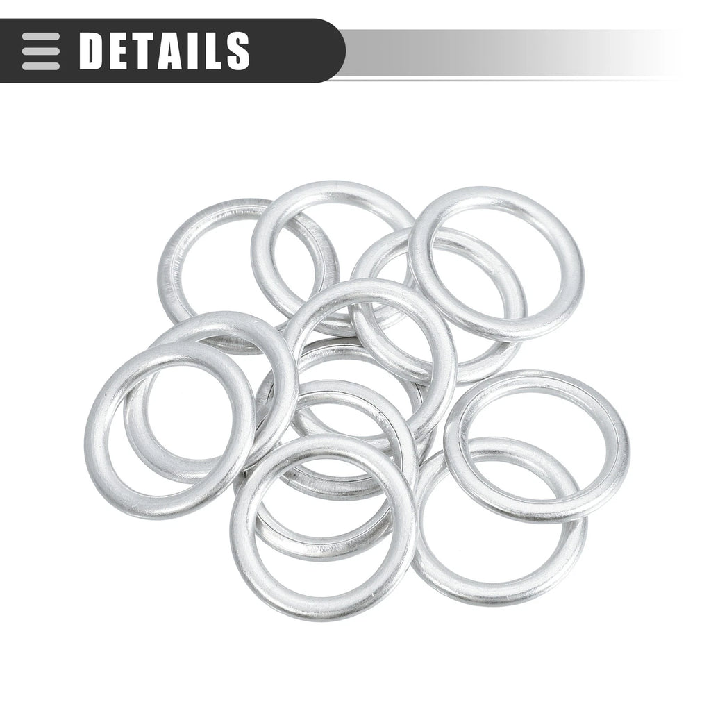 12 Pcs Oil Drain Plug Gaskets for Audi A3 (2009–2013) No.N0138157 Silver Tone
