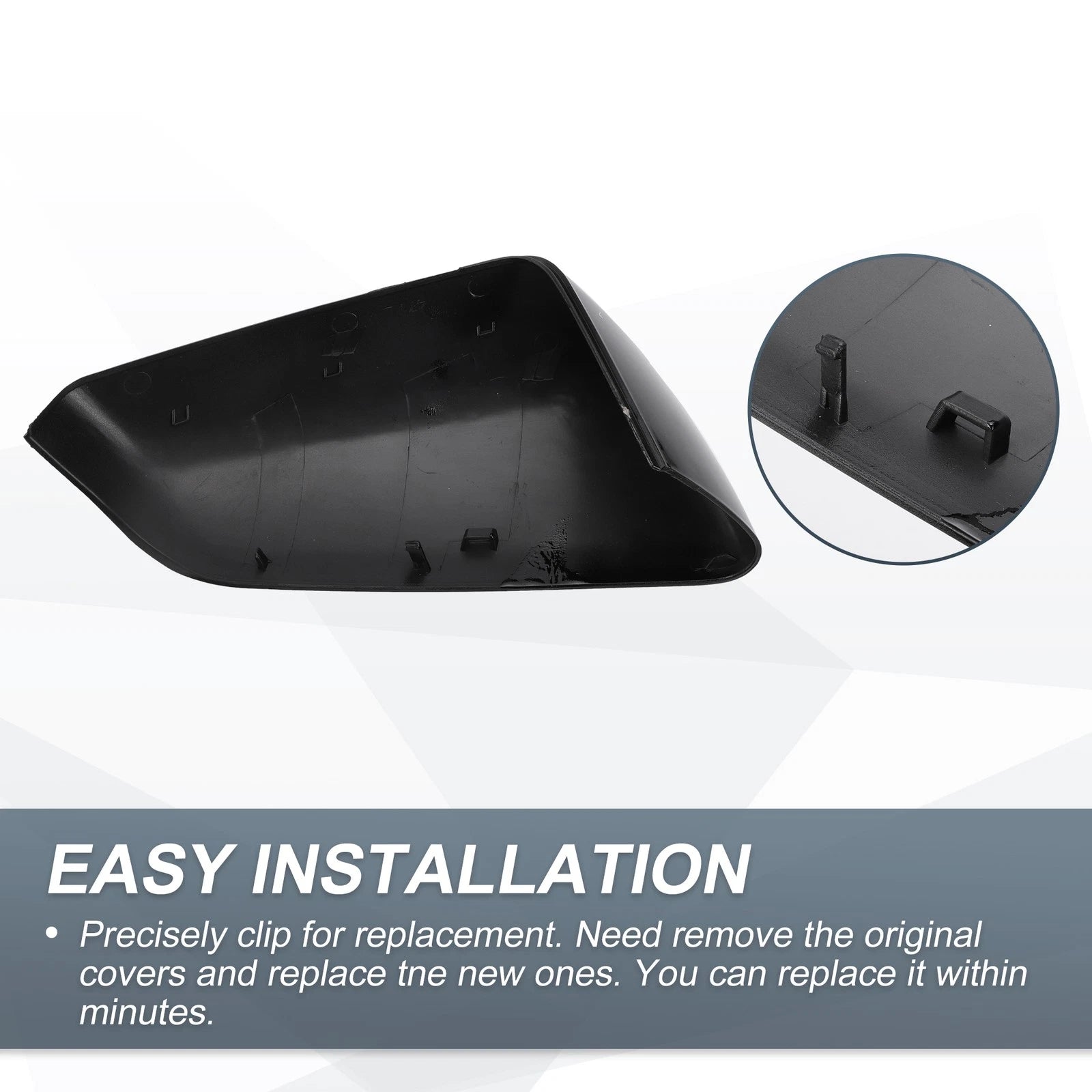 Left Side Rearview Mirror Cover Cap Gloss Black for Chevy Equinox (2010–2017)