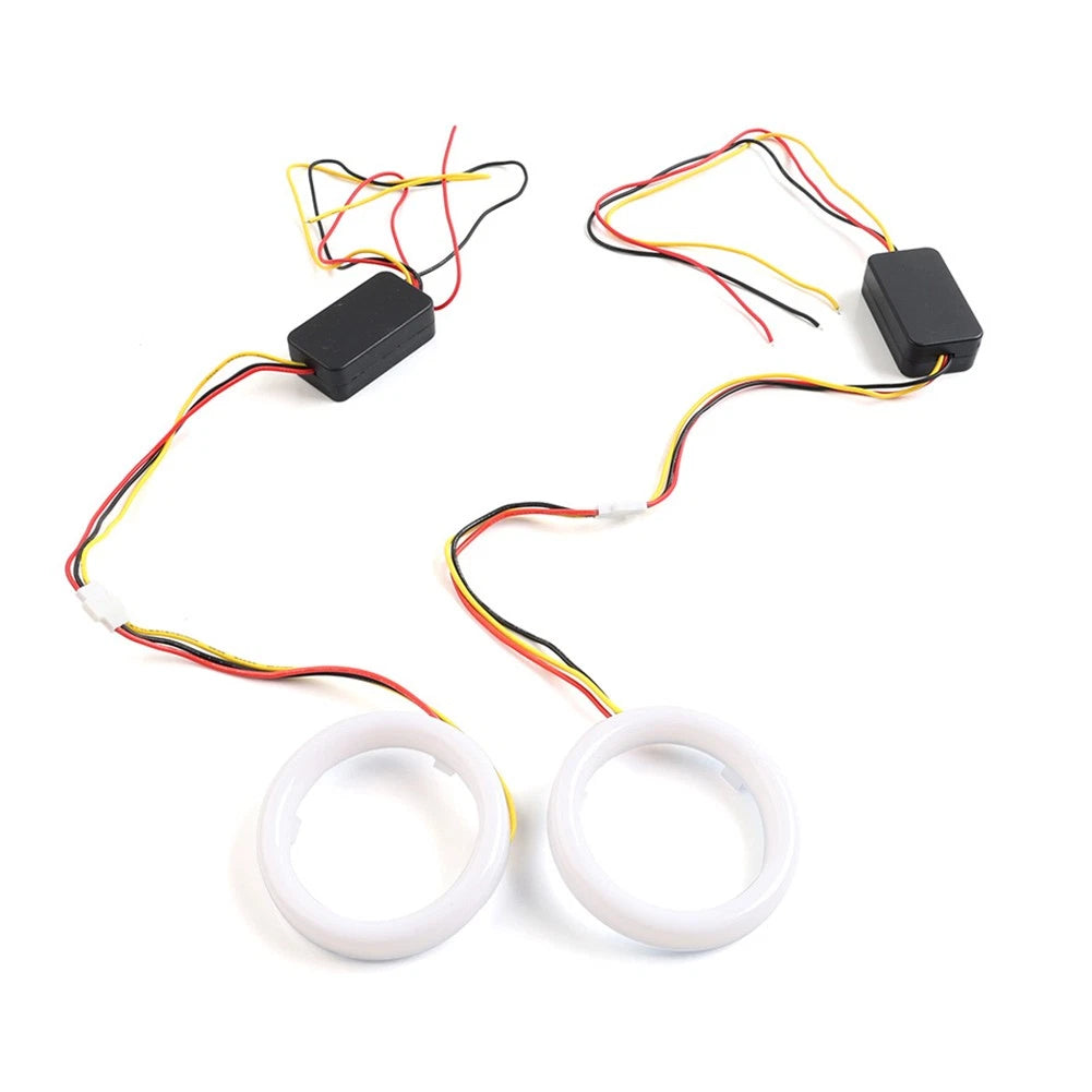 2X White Amber 95MM Switchback LED Angel Eyes Halo Rings for Car Headlight Retrofit