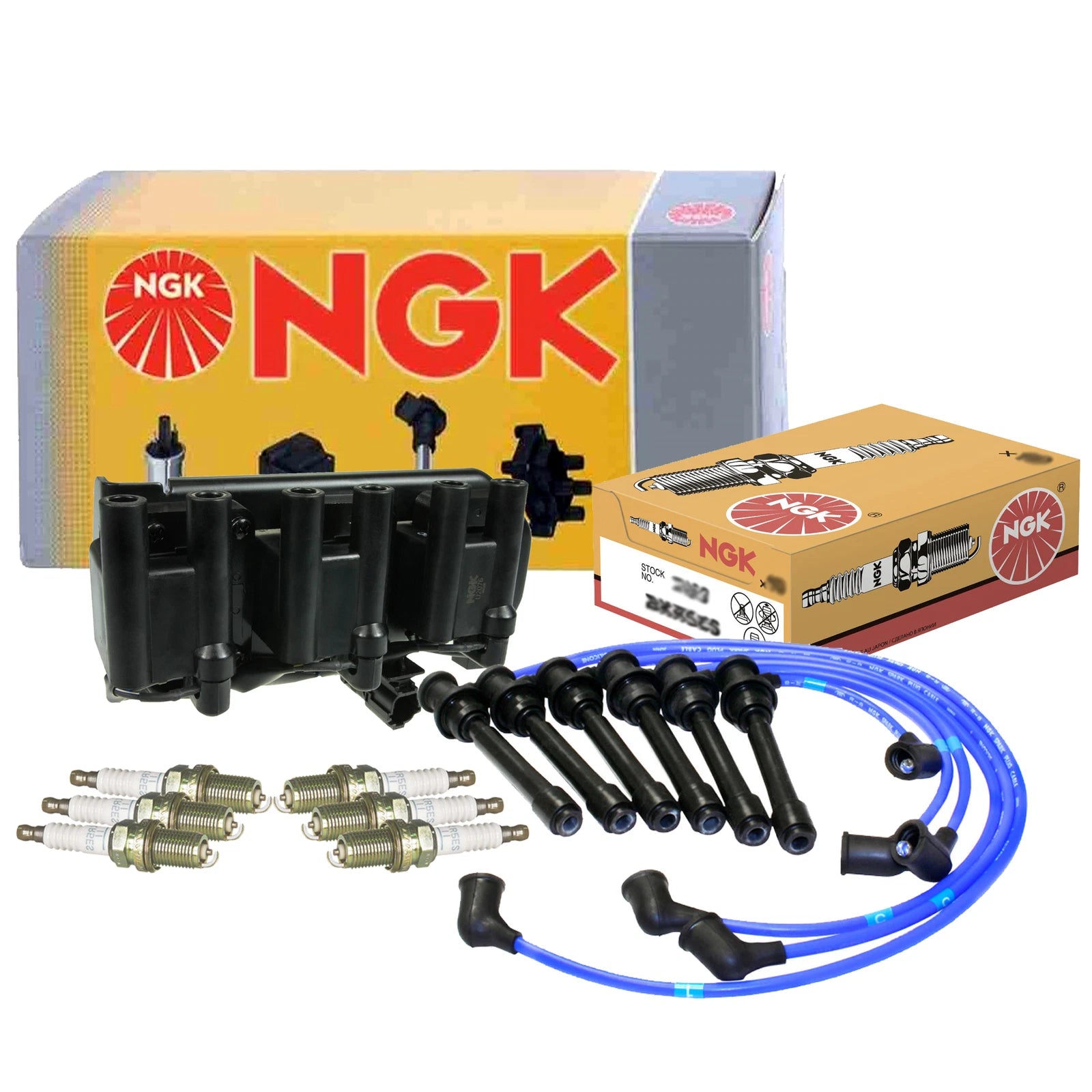 Set of 6 NGK DIS Ignition Coil Wires & Spark Plugs for Hyundai Kia V6