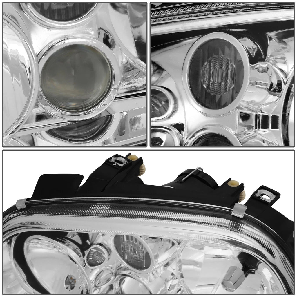 Pair Chrome Housing Clear Lens Headlights for VW Golf GTI (1999–2006)