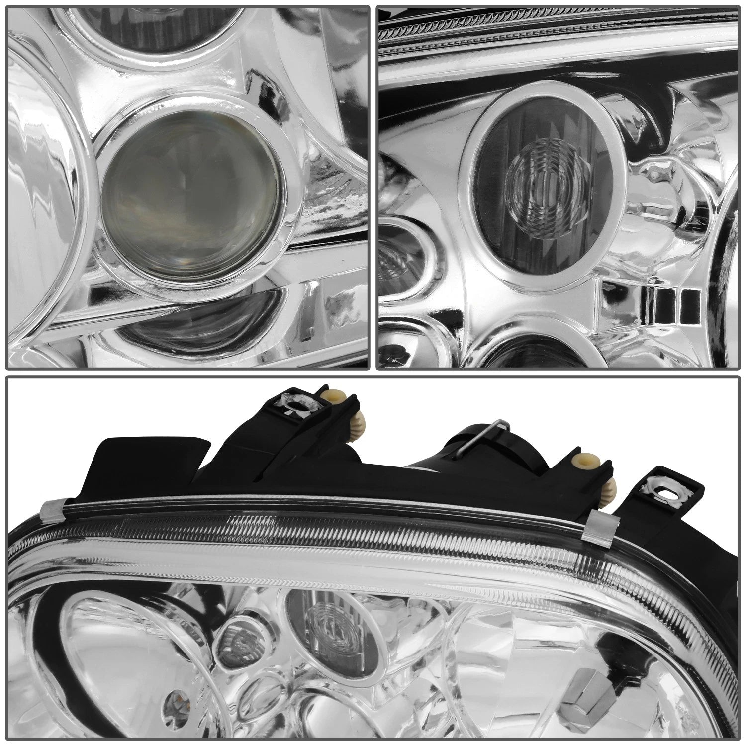 Pair Chrome Housing Clear Lens Headlights for VW Golf GTI (1999–2006)
