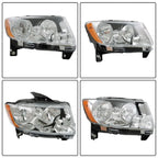 Set of 2 Halogen Headlights for Jeep Grand Cherokee, Compass (2011–2017)