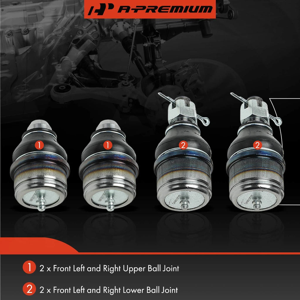 Set of 4 Front Upper & Lower Ball Joints for Ford E-150 E-250 (1992-2014)