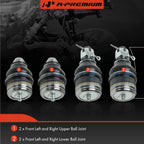 Set of 4 Front Upper & Lower Ball Joints for Ford E-150 E-250 (1992-2014)