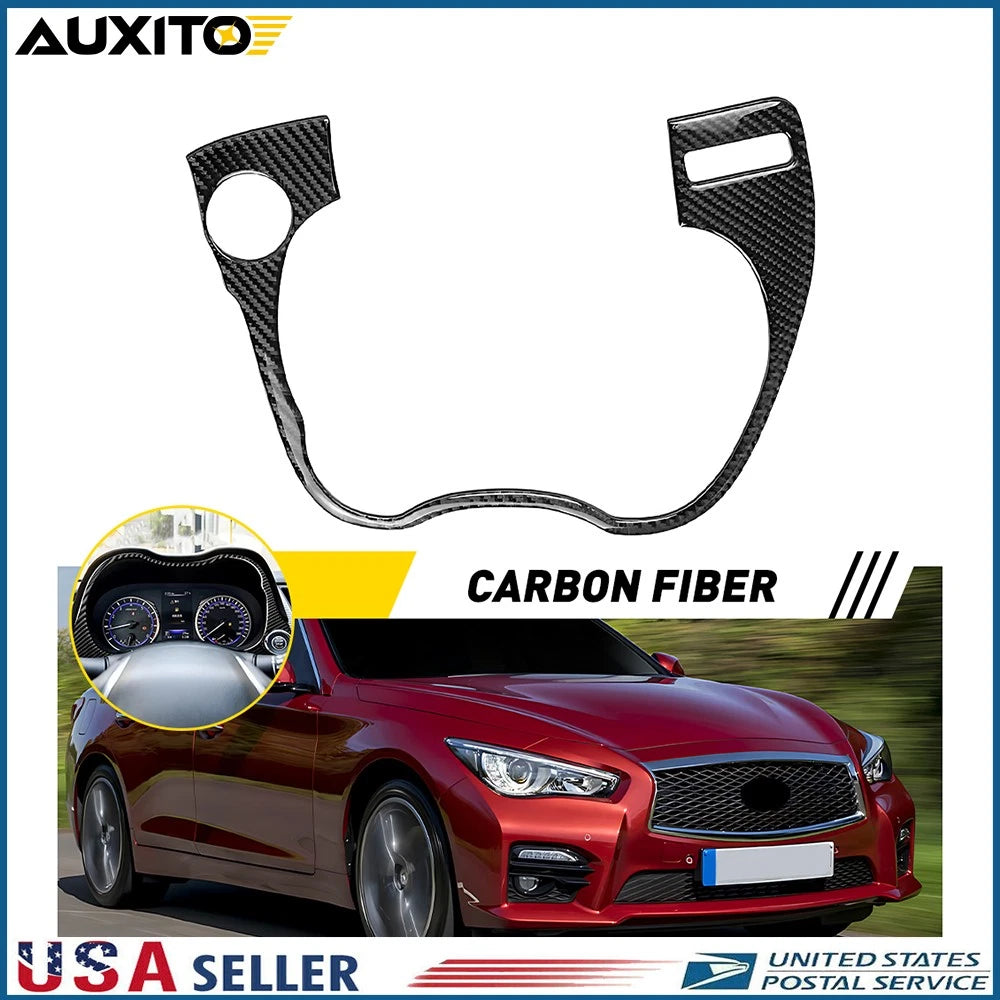 Real Carbon Fiber Dashboard Frame Cover Trim for Infiniti Q50 Q60 (2014–2020)
