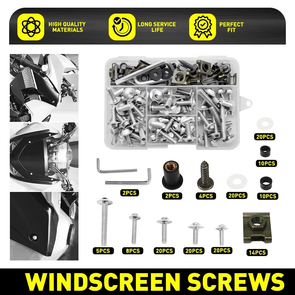 155pcs Fairing Bolts Kit for Honda CBR600RR CBR1000RR (2003–2023) M5 M6 Silver