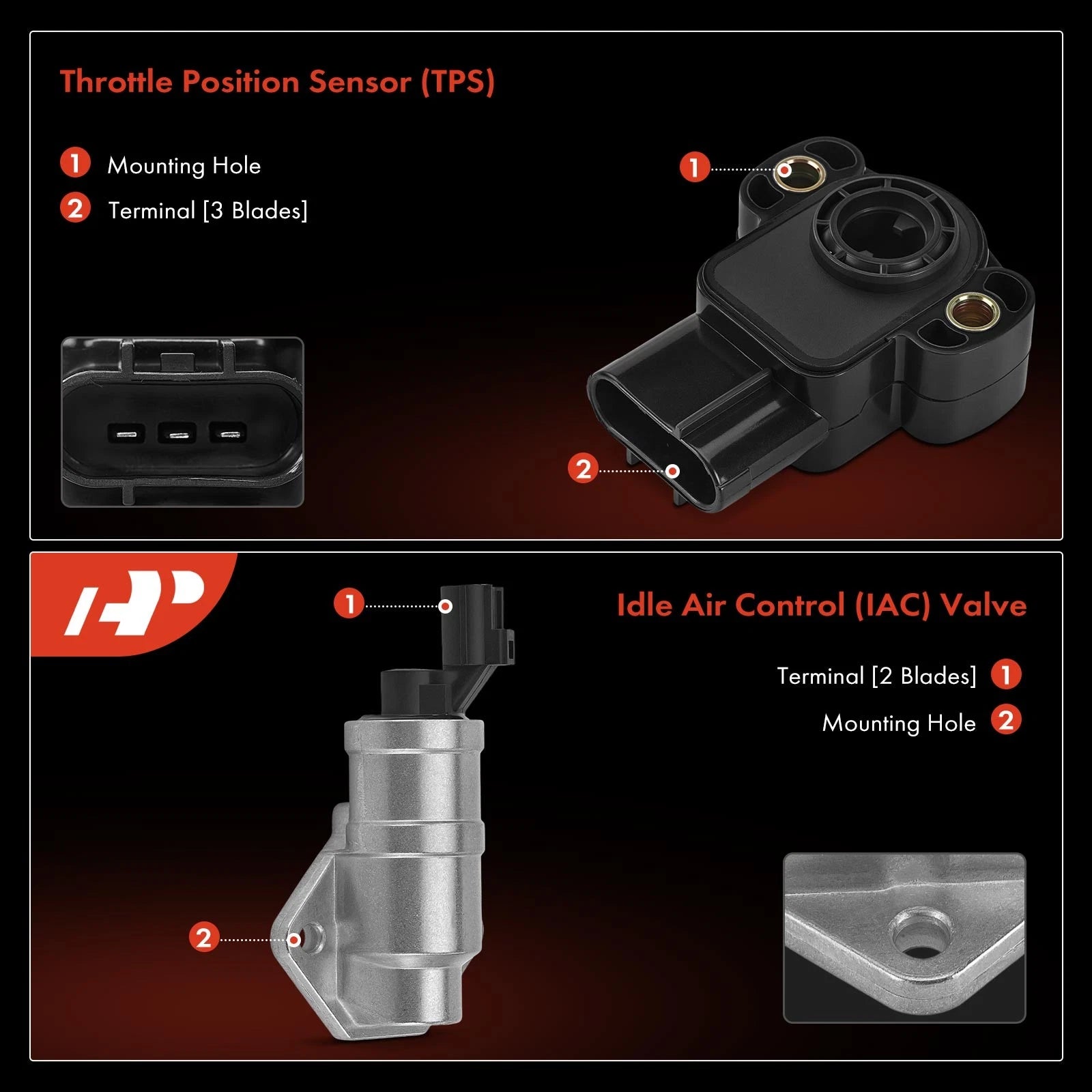 2X Idle Air Control Valve & Throttle Position Sensor for Ford Escape
