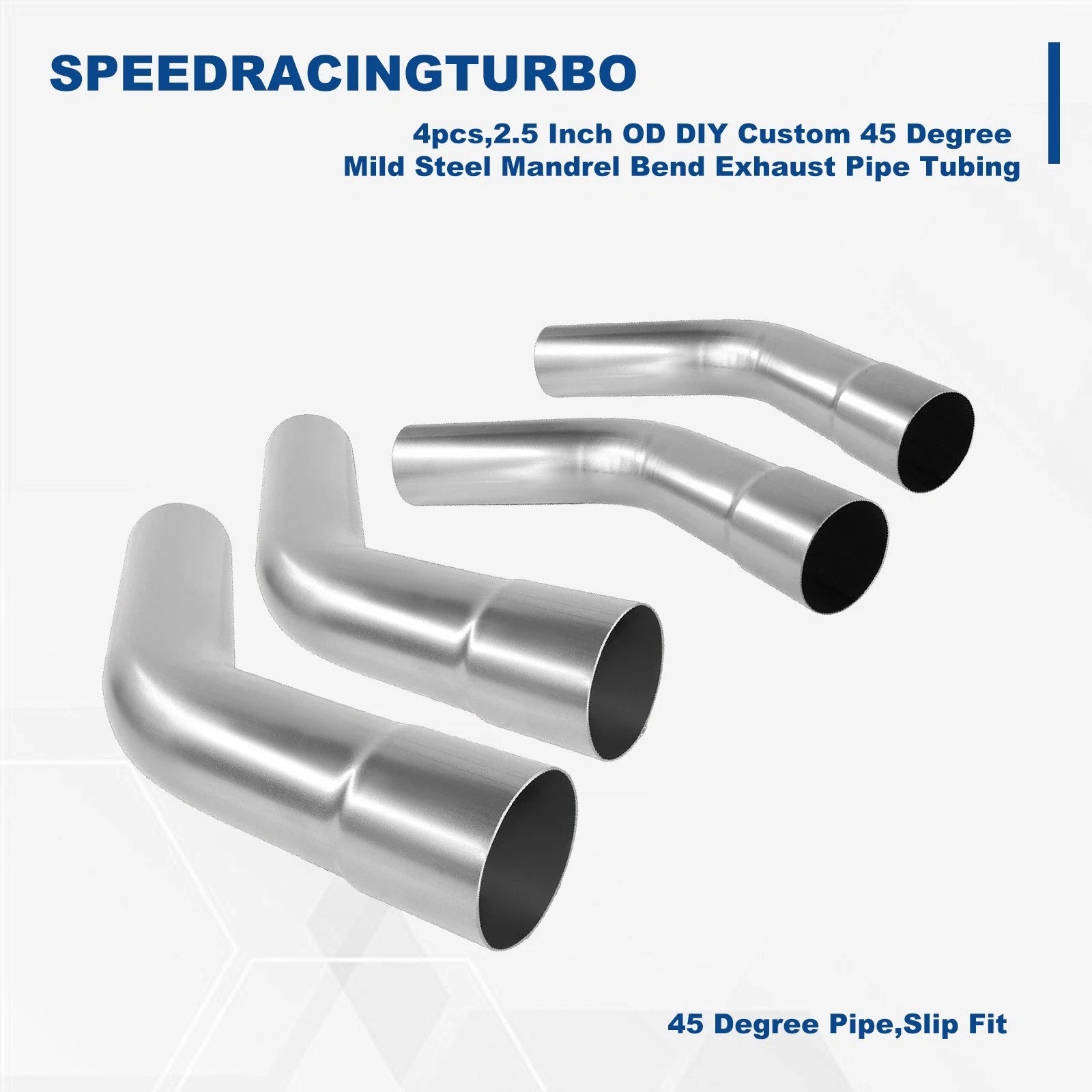 Set of 4 Mandrel Exhaust Tubing 2.5" 45 Degree Bend for Custom Applications