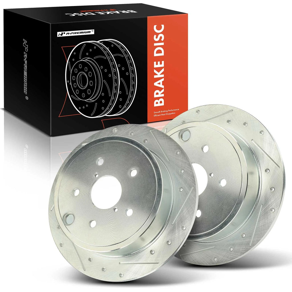 Set of 2 Rear Drilled Brake Rotors for Subaru WRX (2015–2021)