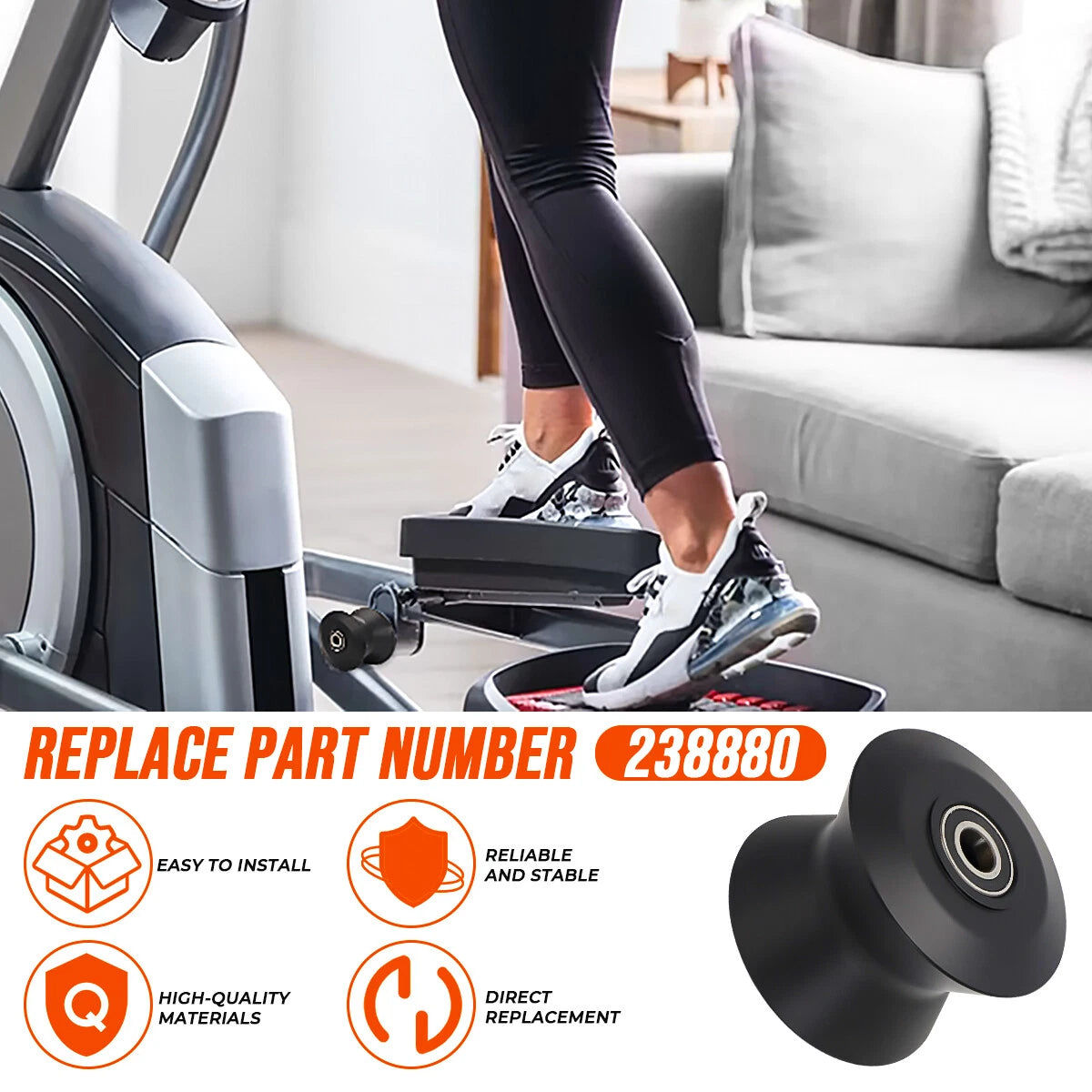 2 Elliptical Wheel Leg Rollers 238880 for Proform Gold's Gym NordicTrack