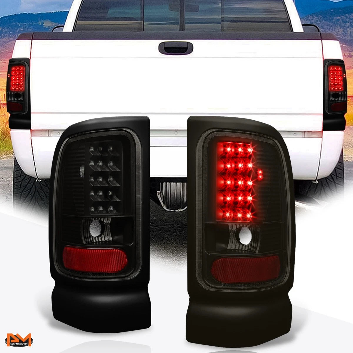 Full LED Tail Light Brake/Reverse Lamp Tinted for Dodge Ram Pickup (1994–2002)