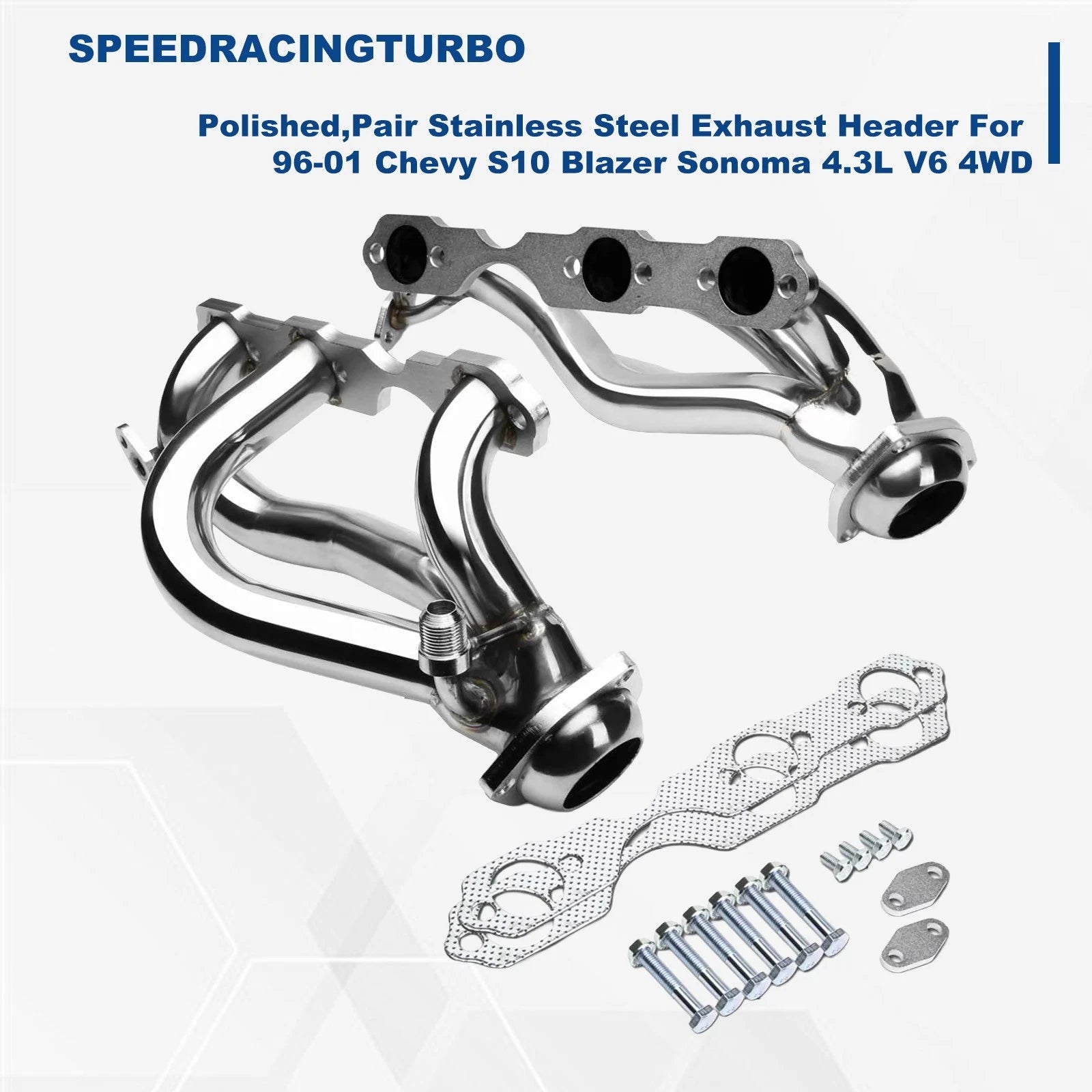 Stainless Steel Exhaust Header for Chevy S10 Blazer Sonoma 4.3L V6 (1996–2001)