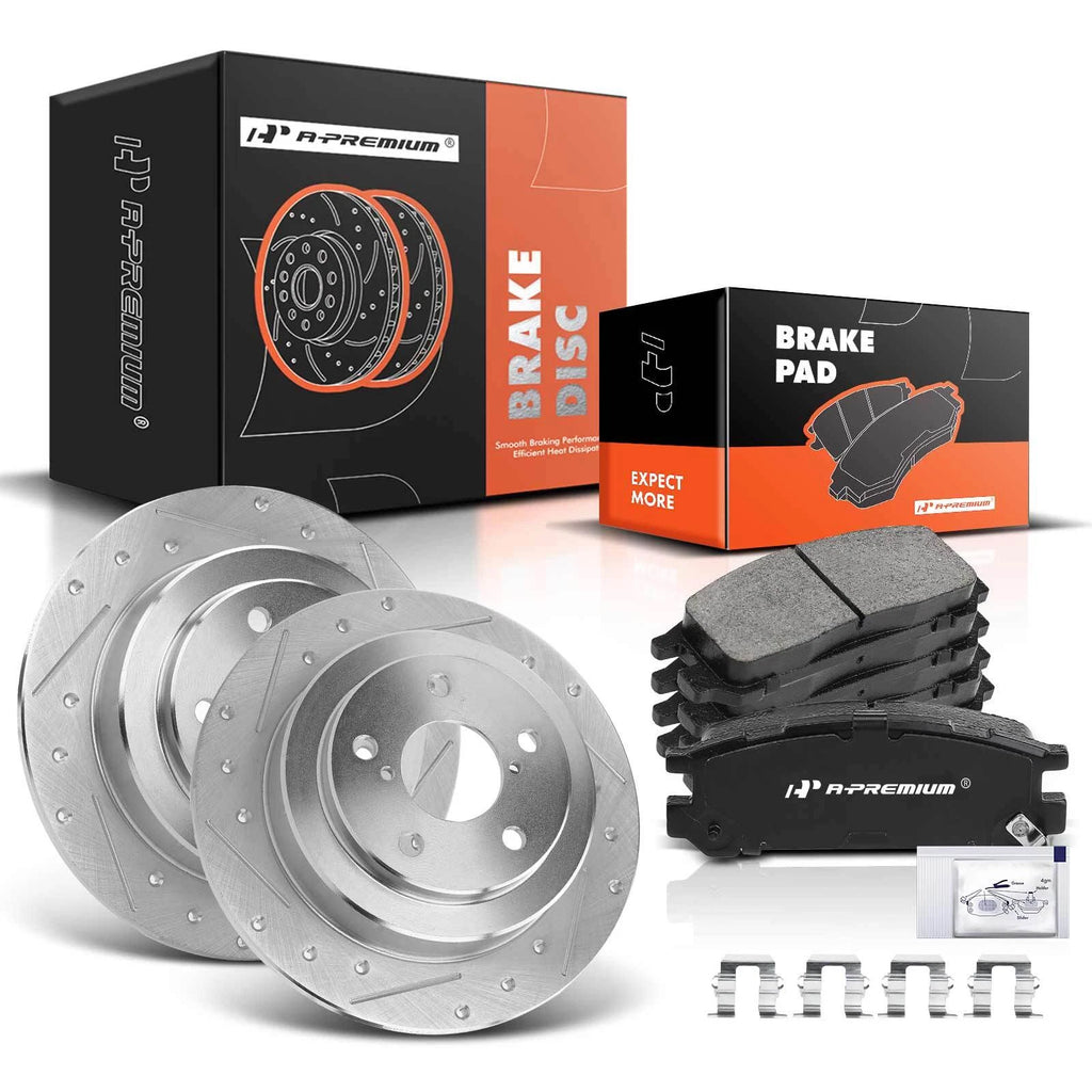 Rear Drilled Brake Rotors & Ceramic Pads for Subaru Legacy Impreza
