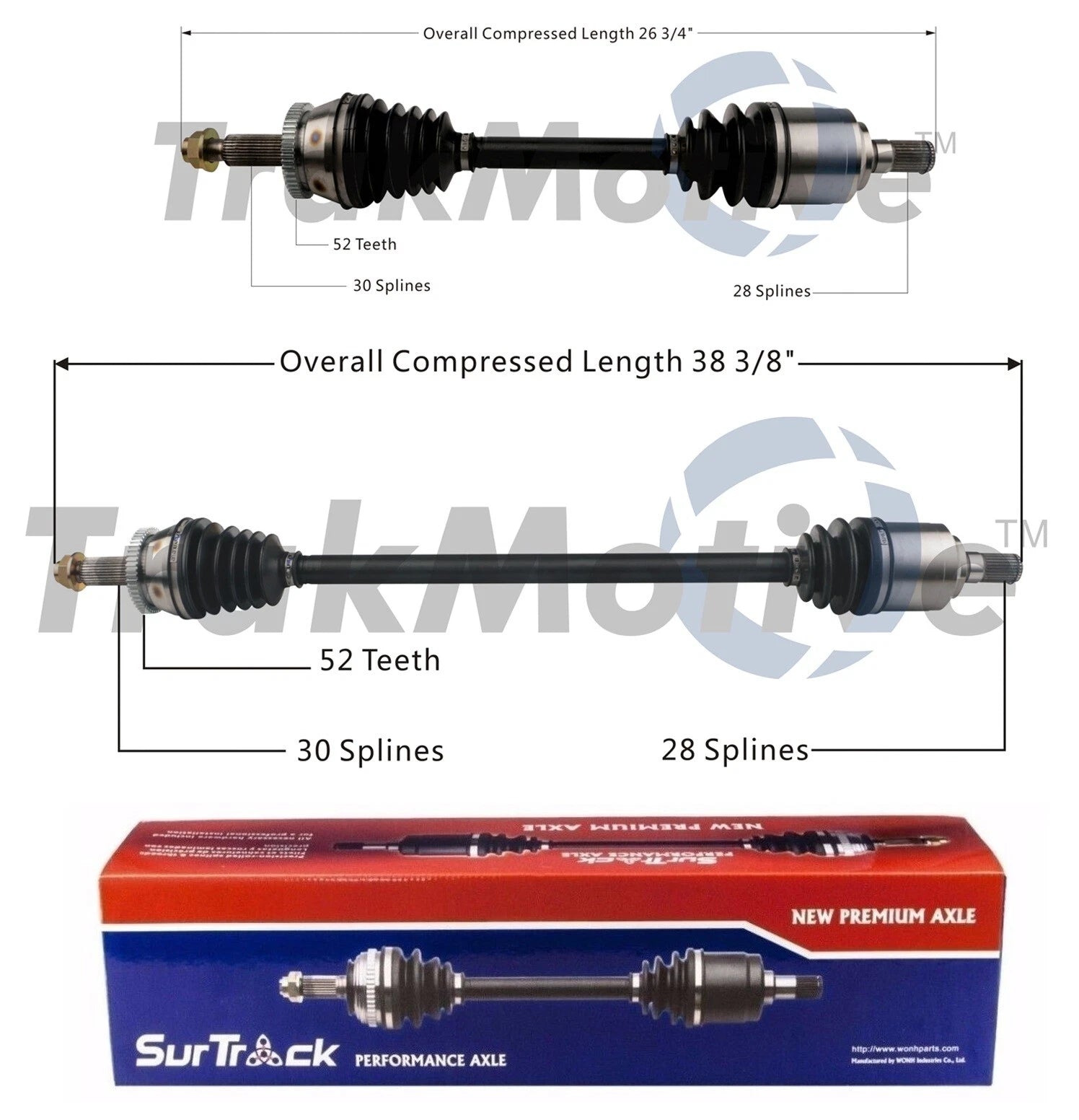 Set of 2 Front CV Axle Shafts for Kia Sorento, Santa Fe Sport (2013–2019)