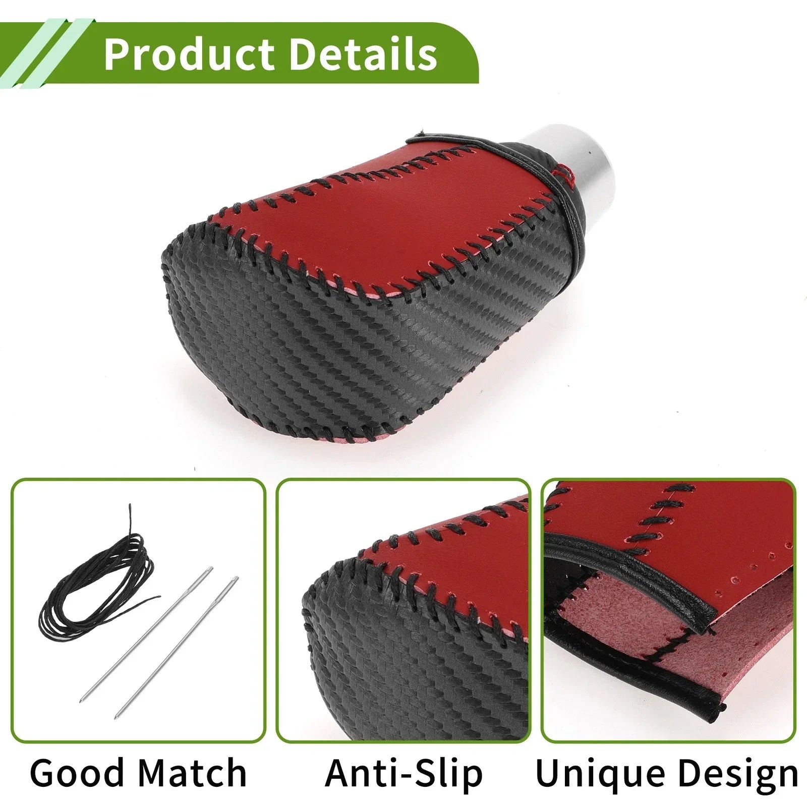 Car Gear Shift Knob Cover for Honda Civic 2016-2021 Black Carbon Fiber Red