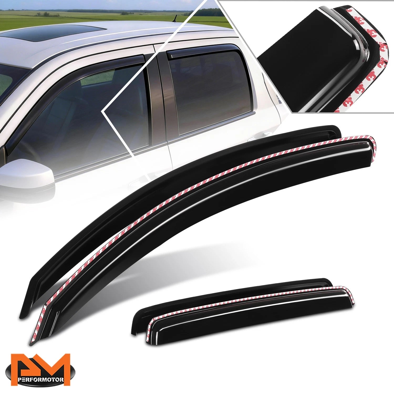 In-Channel Side Window Visors for Toyota Tundra Crewmax (2007–2021)