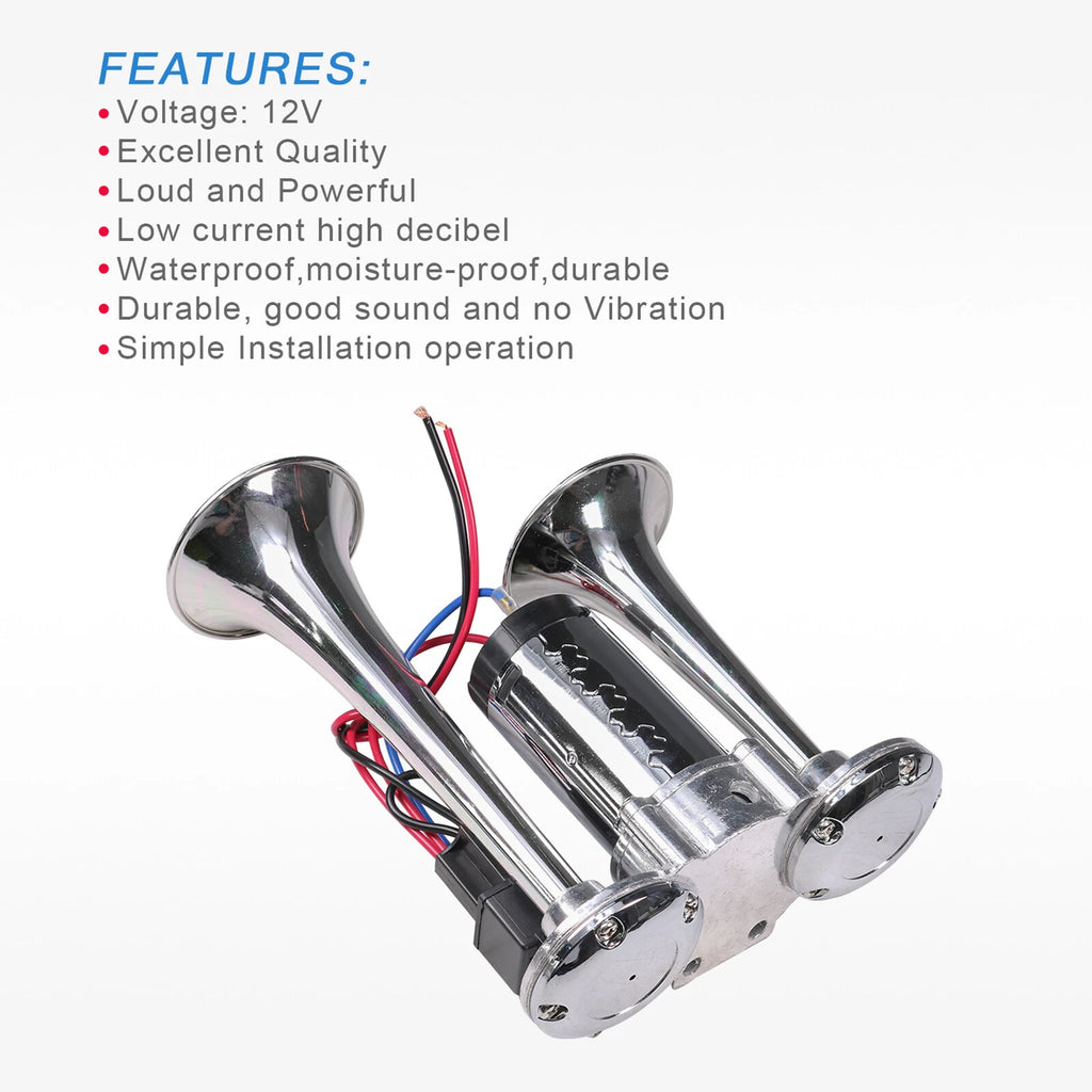 Dual Trumpets Electric Horn for Car Truck Boat Train (12V)