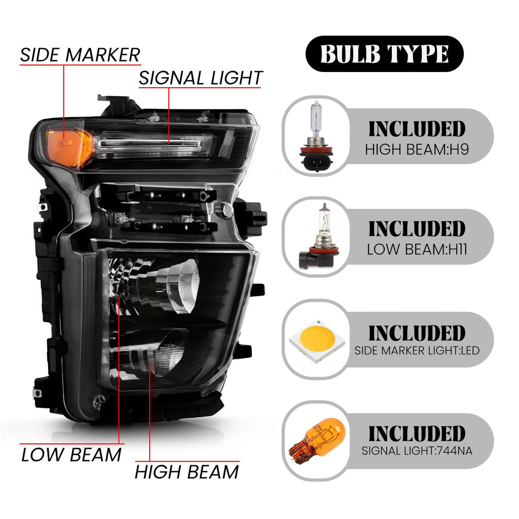 Halogen Headlight Right Side for Chevy Silverado 2500HD 3500HD (2024–2025)