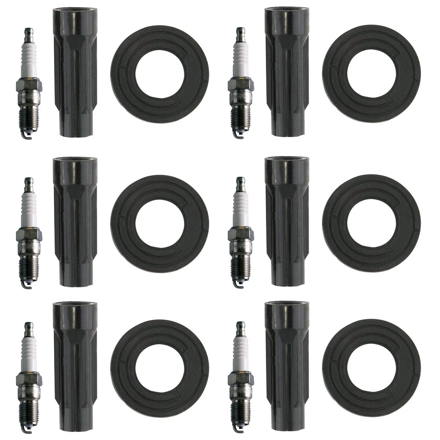Set of 6 Denso Standard Spark Plugs & Coil Boots for Ford Escape, Mercury Milan (2001–2012)