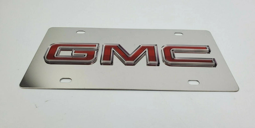 Chrome GMC Emblem Metal Vanity License Plate Replacement Rear for GMC (1999–2024)