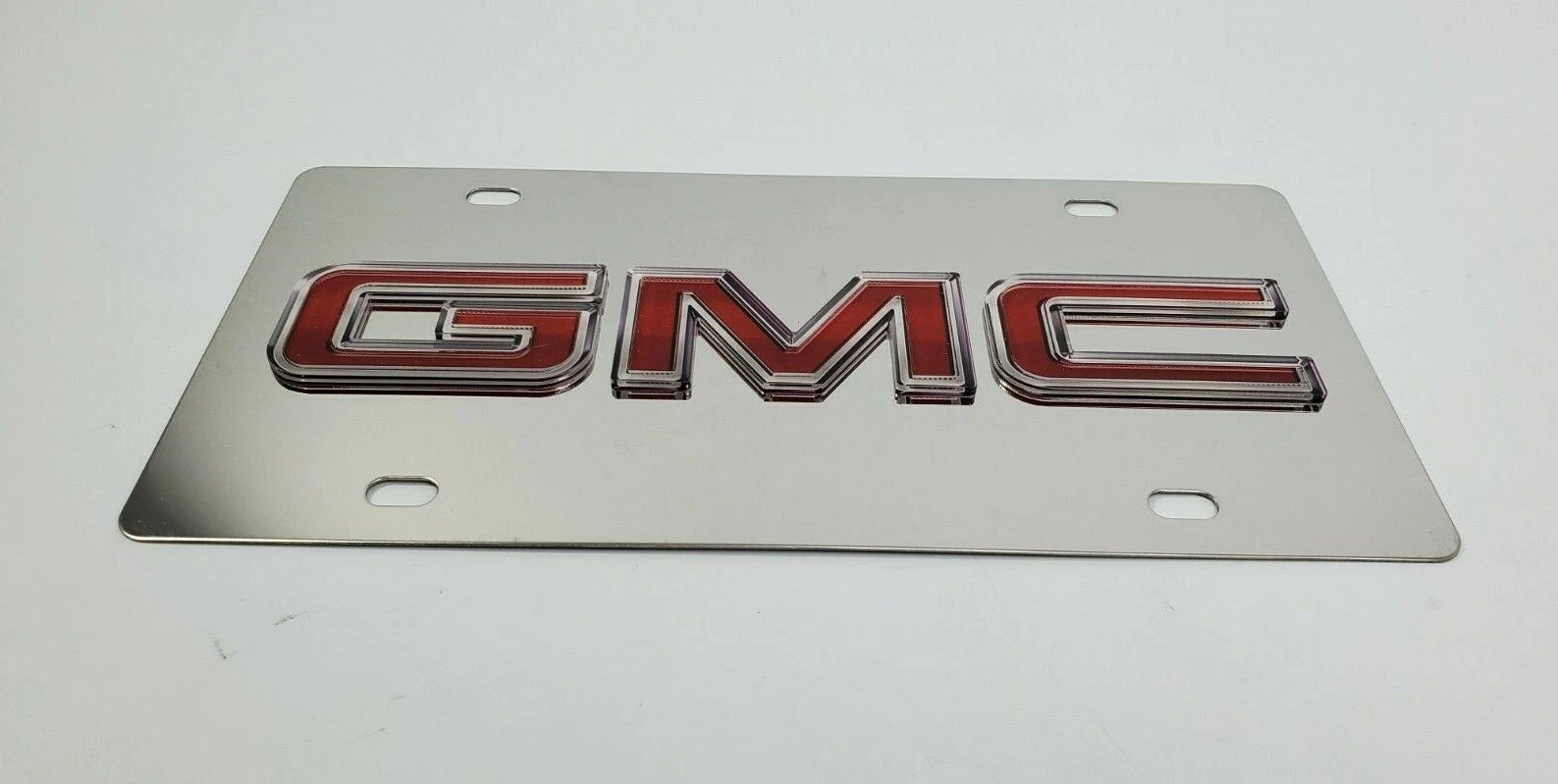Chrome GMC Emblem Metal Vanity License Plate Replacement Rear for GMC (1999–2024)